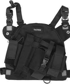 Vest Rig Carry Bag, Portable Walkie Talkie Chest Front Pack, Wearable for Sports Outdoor Patrol(Black)