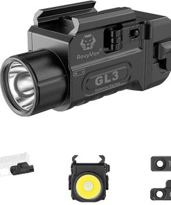 RovyVon GL3 700 Lumens USB-C Rechargeable Weaponlight, High Performance 6500K Cool White LED, Quick Install Tactical Flashlight with 1913 or GL Rail Mount, Power by Replaceable Battery(Black)…