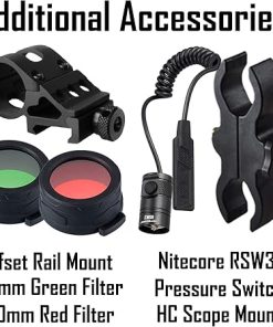 Nitecore New P30 1000 Lumen 676 Yard Long Throw Hunting Flashlight, USB-C Rechargeable NL2150, RSW3 Pressure Switch, and LumenTac Hunting Kit 2