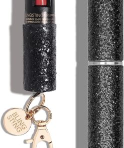 BLINGSTING Pepper Spray & Lipstick Stun Gun Kit – Professional Grade, Maximum Strength Pepper Spray & Compact Stun Gun with LED Flashlight & Rechargeable Battery