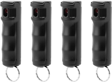 Mace Brand Personal Pepper Spray (4 Pack), Accurate 10’ Powerful Pepper Spray with Flip Top Safety Cap, Leaves UV Dye on Skin, Great for Self Defense, Black Mace Brand Personal Pepper Spray (4 Pack), Accurate 10’ Powerful Pepper Spray with Flip Top Safety Cap, Leaves UV Dye on Skin, Great for Self Defense, Black