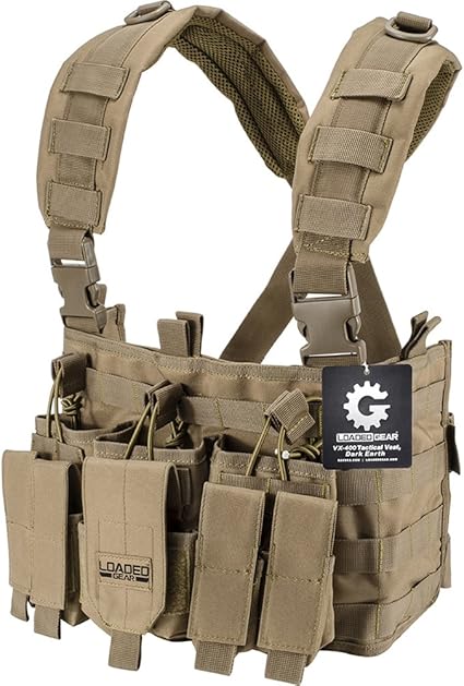 Barska Loaded Gear VX-400 Vest – Adjustable Fit, 3 Dual Pouches, MOLLE Compatible, Padded Shoulder Straps, Quick-Release Buckles Barska Loaded Gear VX-400 Vest – Adjustable Fit, 3 Dual Pouches, MOLLE Compatible, Padded Shoulder Straps, Quick-Release Buckles