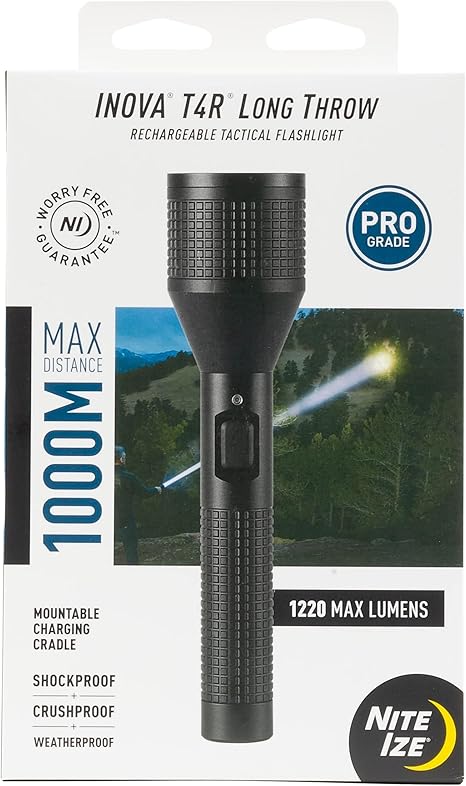 Nite Ize INOVA T4R Long Throw Rechargeable Tactical Flashlight – 1,000-Meter Range – Tactical Flashlight with Aluminum Body & Rechargeable Lithium Ion Battery – Shockproof & Weatherproof Flashlight Nite Ize INOVA T4R Long Throw Rechargeable Tactical Flashlight - 1,000-Meter Range - Tactical Flashlight with Aluminum Body & Rechargeable Lithium Ion Battery - Shockproof & Weatherproof Flashlight