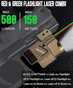Red Green Laser Light Combo, 500 Lumens Red Green Laser, Supcompact Pistol Laser Light Combo, USB Rechargeable Red Green Laser Beam 2